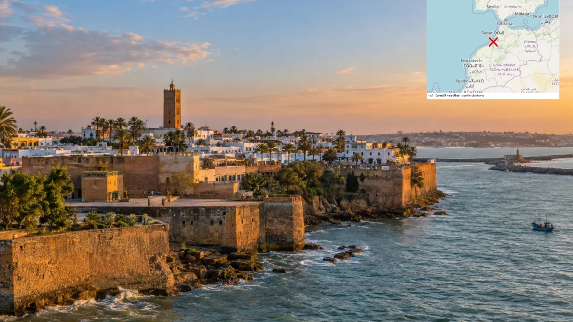 Reiseziel mit Lagekarte in Rabat, Afrika