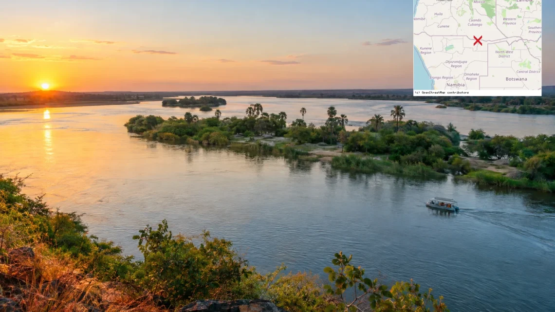 Reiseziel mit Lagekarte in Rundu, Afrika