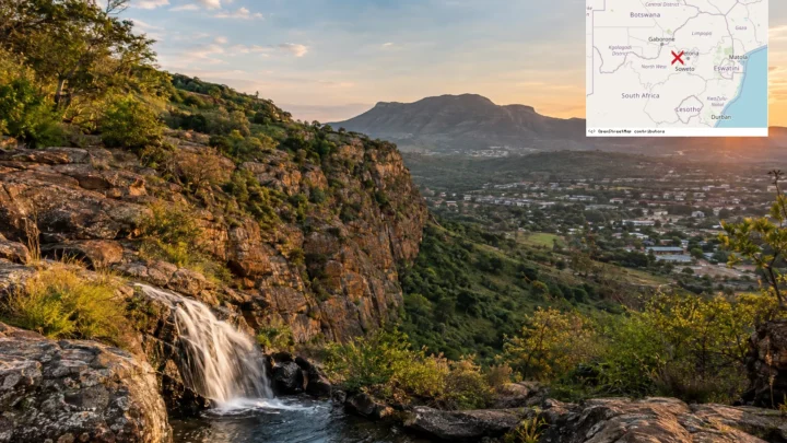 Reiseziel mit Lagekarte in Rustenburg, Afrika