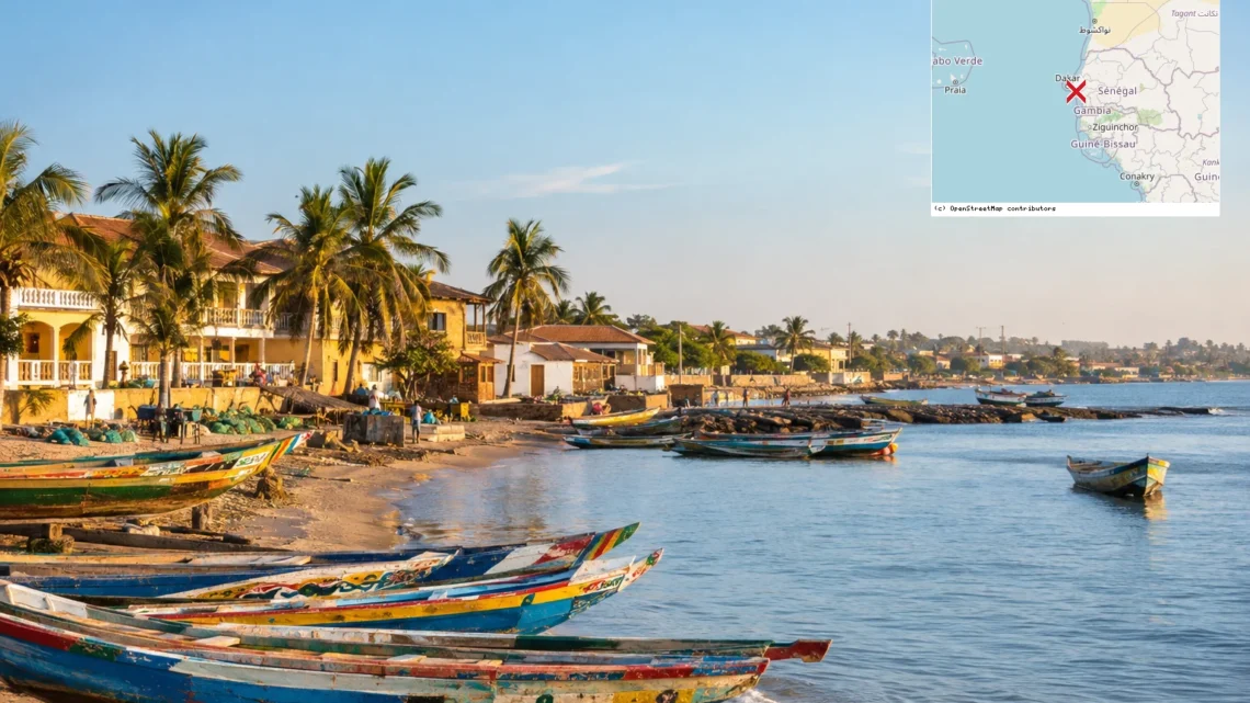 Reiseziel mit Lagekarte in Saly, Afrika