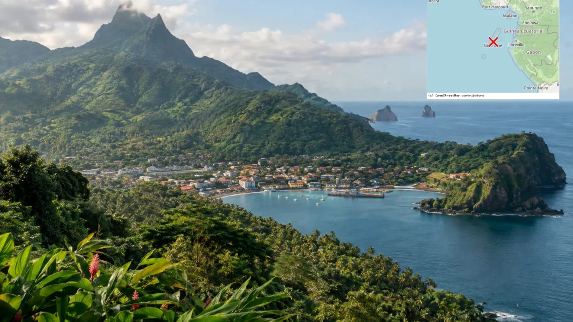 Reiseziel mit Lagekarte in São Tomé, Afrika
