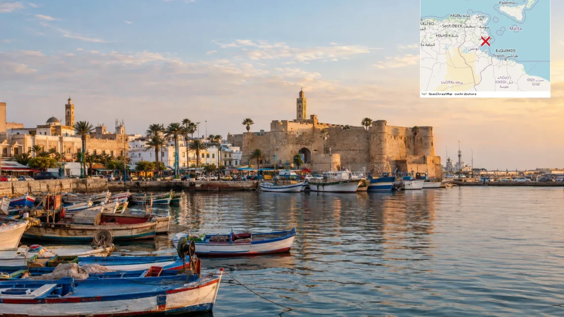 Reiseziel mit Lagekarte in Sfax, Afrika