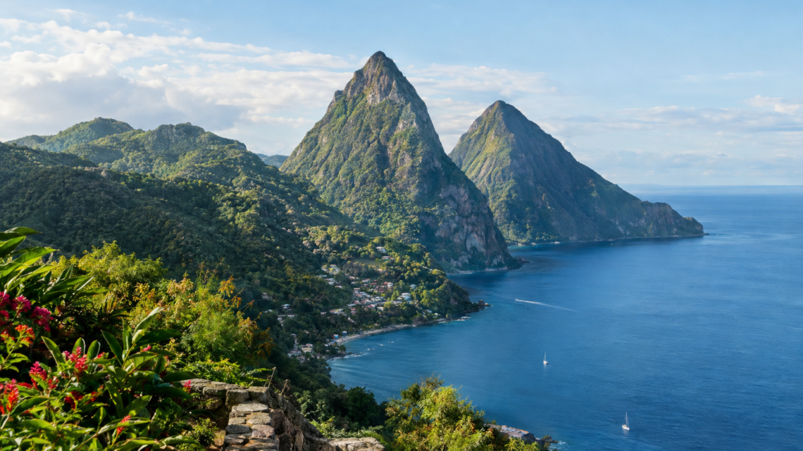 Reiseziel mit Lagekarte in St. Lucia, Afrika