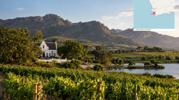 Reiseziel mit Lagekarte in Stellenbosch, Afrika