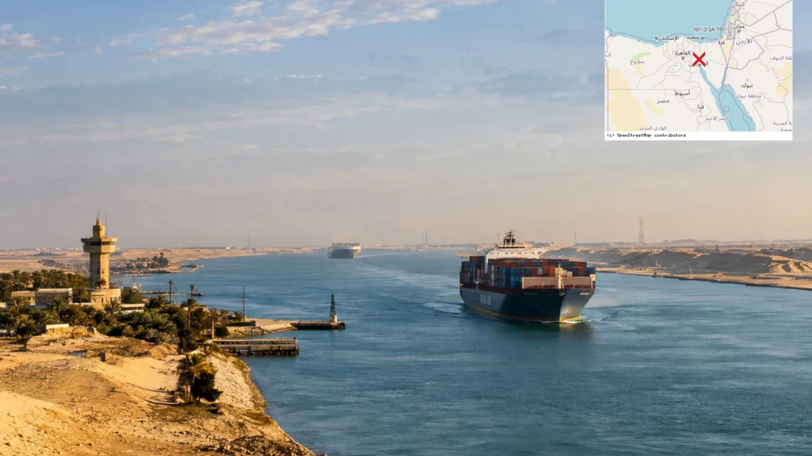 Reiseziel mit Lagekarte in Suez, Afrika