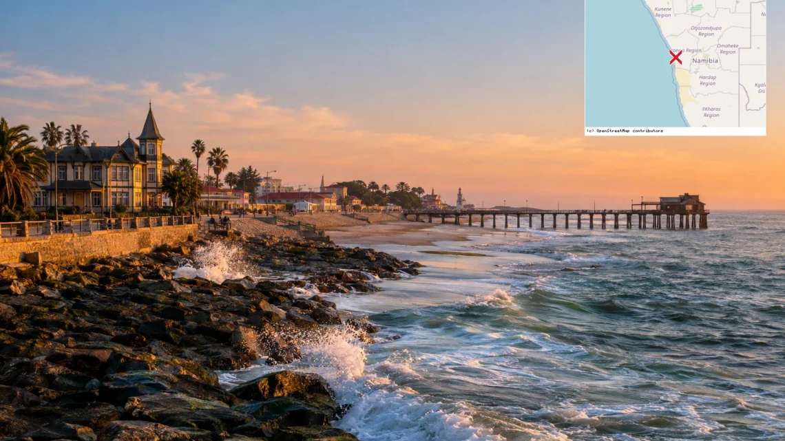 Reiseziel mit Lagekarte in Swakopmund, Afrika