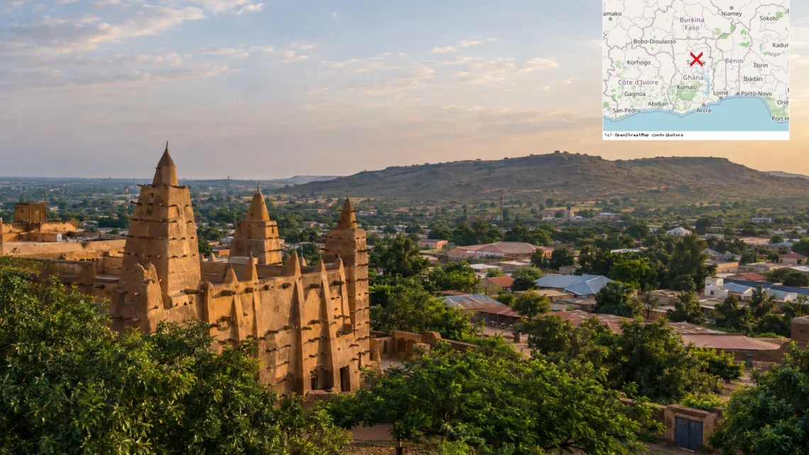 Reiseziel mit Lagekarte in Tamale, Afrika