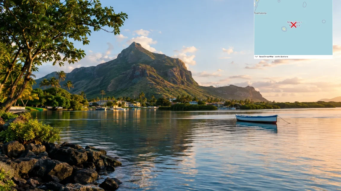 Reiseziel mit Lagekarte in Tamarin, Afrika