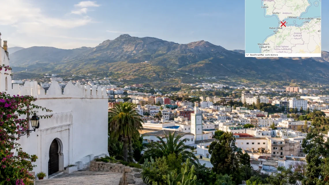 Reiseziel mit Lagekarte in Tetouan, Afrika