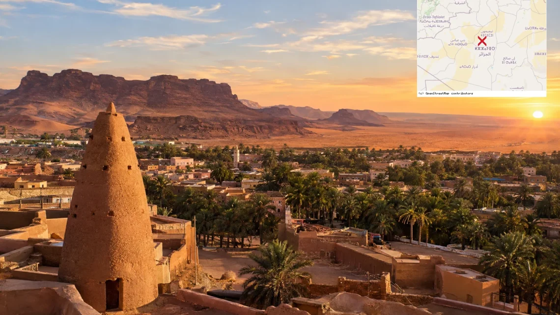 Reiseziel mit Lagekarte in Timimoun, Afrika