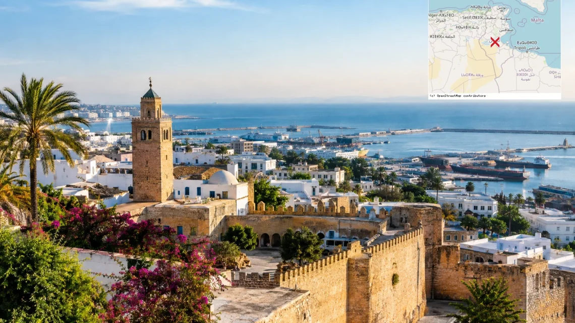 Reiseziel mit Lagekarte in Tunis, Afrika