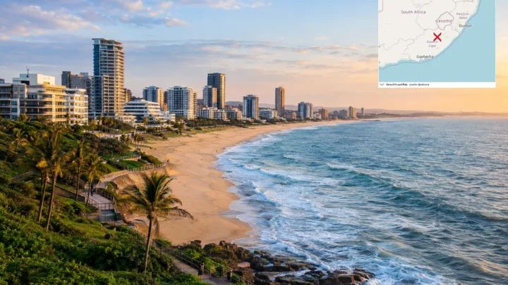 Reiseziel mit Lagekarte in Umhlanga, Afrika