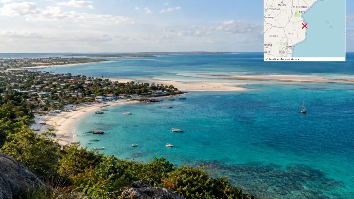 Reiseziel mit Lagekarte in Vilanculos, Afrika