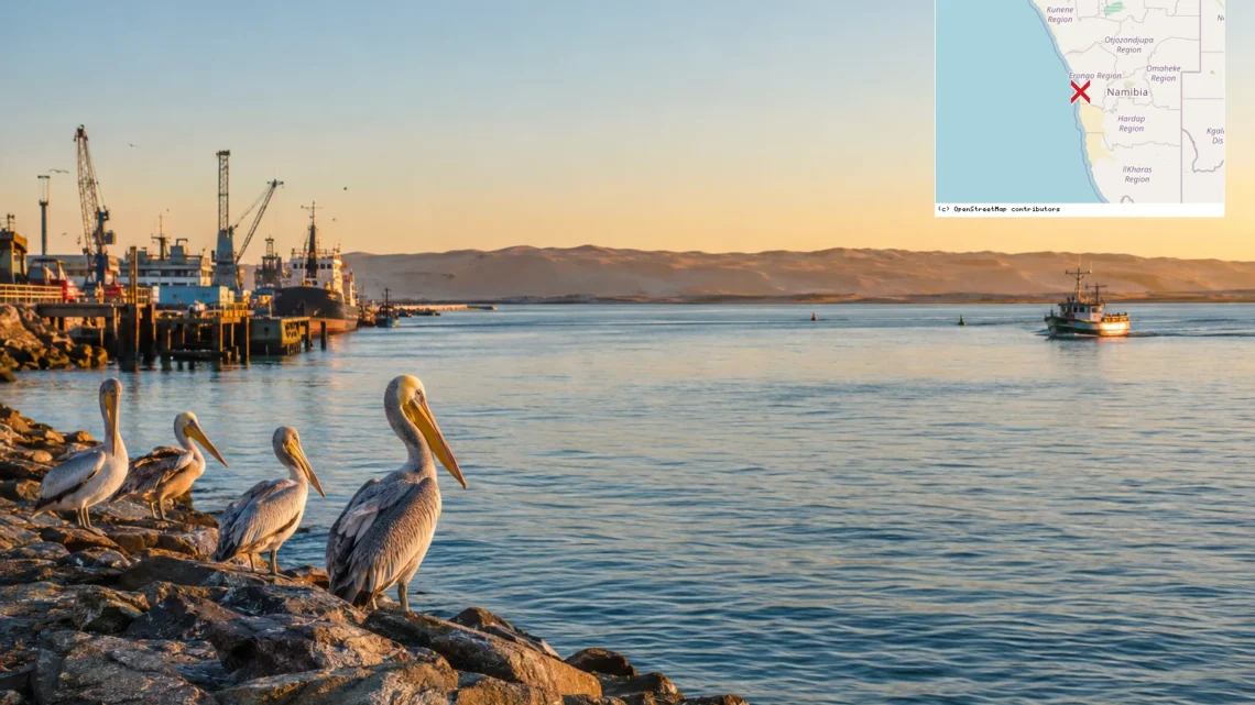 Reiseziel mit Lagekarte in Walvis Bay, Afrika