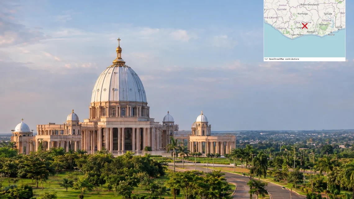 Reiseziel mit Lagekarte in Yamoussoukro, Afrika