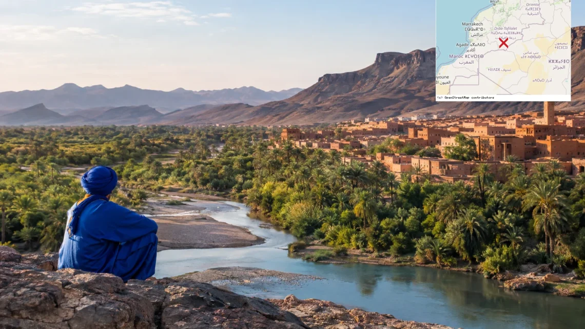 Reiseziel mit Lagekarte in Zagora, Afrika