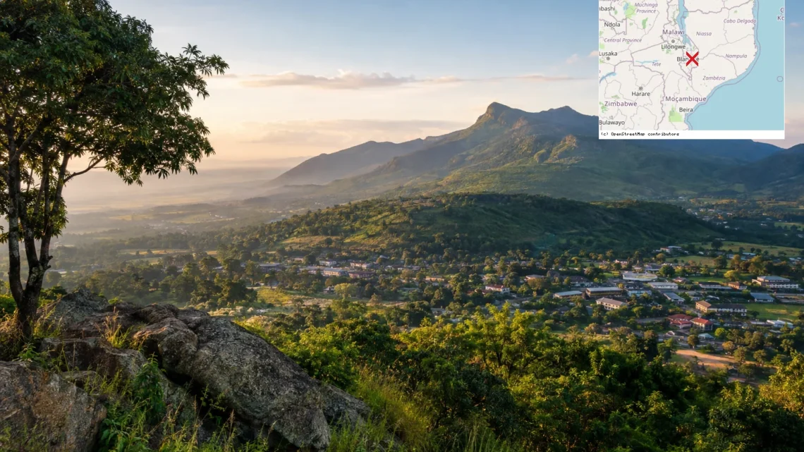 Reiseziel mit Lagekarte in Zomba, Afrika