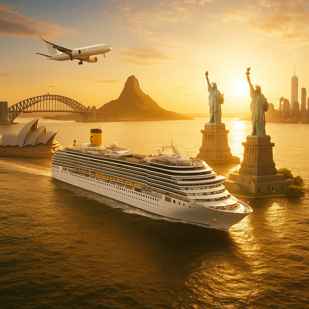 35 Tage Kreuzfahrten Weltkreuzfahrt Kreuzfahrt mit Costa Deliziosa ab/an Barcelona mit Flüge ab/an Frankfurt All Inclusive